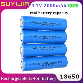Истинският капацитет от 3,7 През 2000 mah 18650, акумулаторна литиево-йонна батерия, подходяща за фенерче със силна светлина, електронни играчки, резервни батерии
