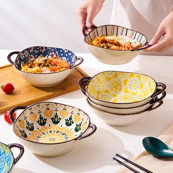 Керамични бинауральная купа за супа в японски стил, голяма салатница, купа за ламианской юфка, ресторанная купа за прах охлюви, купа за готвене
