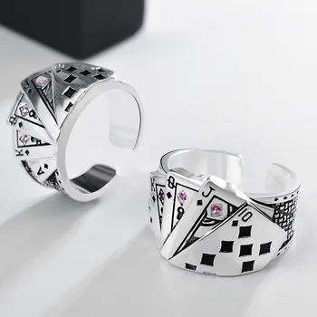Европейските и американски Винтажное пръстен за покер, който отваря пръстен за прехвърляне на Вълни за мъже, Дамски официални очарователни бижута, подарък за двойка на едро