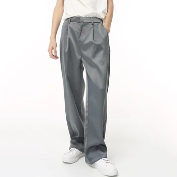 SYUHGFA/ обикновена костюмные панталони, трендови мъжки панталони в корейски стил Премиум-клас, класически преки свободни панталони, бизнес и ежедневни облекла