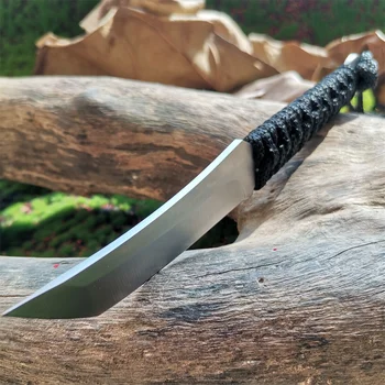 Нож с фиксирано острие от неръждаема стомана 8CR15MOV за лов, разходки и къмпинг в найлонови съдружници - Остър, здрав самурайски меч