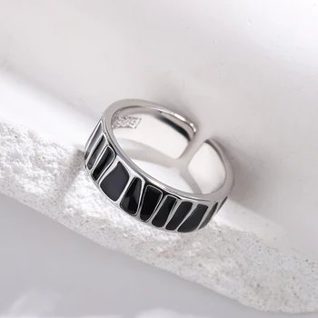 YIZIZAI Уникална Геометрична линия, пръстен черна ивица, Трендови Эстетичные Отворени Регулируеми пръстени за двойката, за жени, мъже, бижута за сватбени партита
