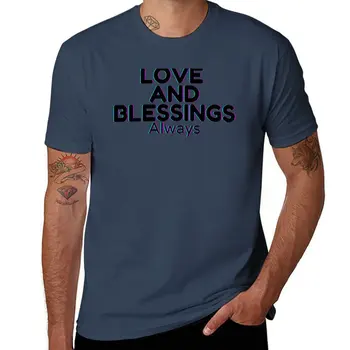 Нова тениска с надпис Love and Благословения Always, облекла в стил хипи, реколта тениска, облекло за мъже