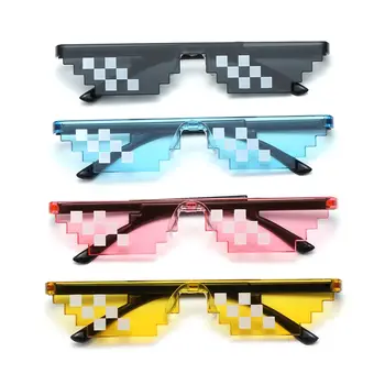 Нови Пикселова мозаечни слънчеви очила, робот-геймър, слънчеви очила, сенки за мъже, жени, Cosplay, Очила Thug Life