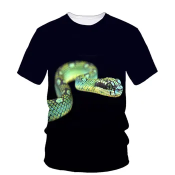 Лятна мъжка тениска В стил хип-хоп с забавен змеиным тотем, Алтернативен на улицата тенденция, Класически удобен Плюс размер с къс ръкав 6xl