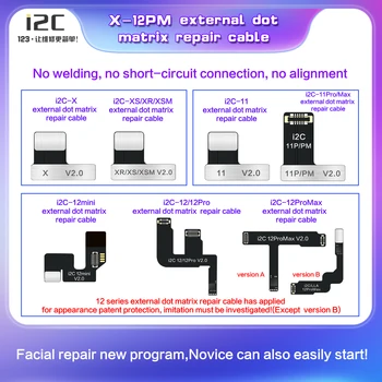 I2C iPhone X-12PM Външен точков матричен гъвкав кабел Face ID Сервизна етикет спк стартира строителни Прилага към MC14 и I6S Smart Programmer ремонтному устройство
