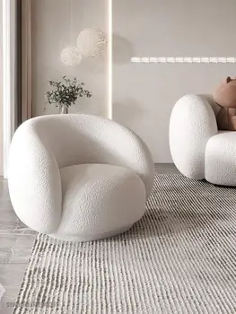 Единична разтегателен диван-фотьойл, една Проста дизайнерски модел на мебели, луксозен Лек акцент, Стол за почивка в хола, предмети от бита от овча вълна