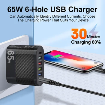 Преносима Зареждане на телефона на 65 W USB Type-C 5/3.5 A Адаптер за Зарядно Устройство Домакински Сигурен Интелигентен и Лесен за iPhone 14 13 12 Huawei