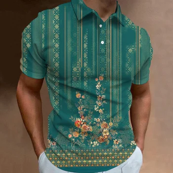2023 Мъжка Лятна Риза Поло с къс ръкав в ретро стил с 3D Принтом, Ежедневни Градинска Ежедневната Мъжка Тениска с къси ръкави, Облекло
