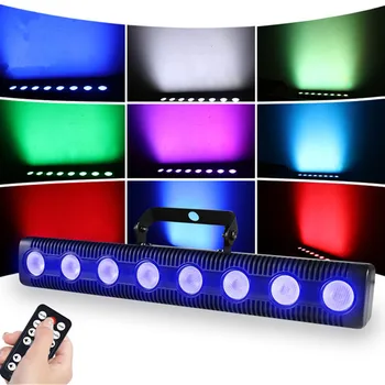 8 LED RGBW 4В1 DMX, с монтиран на стената Лампа За Измиване на DJ, Дискотеки, Вечерни, Панорамен Светлинен Ефект за Танцово Бара, Празничен Сватбен Коледен Декор за Хелоуин