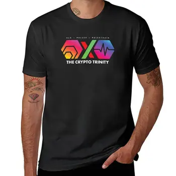 Нова тениска с надпис Crypto Trinity (Hex, Pulsechain и PulseX) върху черна тениска, изработена по поръчка, прости черни тениски за мъже