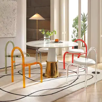 Шест цвята кристал стол за грим, Акрилна мебели, Всекидневни дизайн, маса за хранене, стол с облегалка, един разтегателен диван в хола