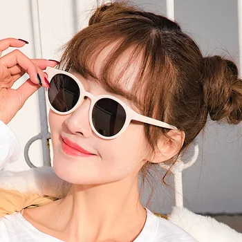 Корейската версия, кръгли рамки, модерни слънчеви очила, дамски Instagram-мрежа, червен, със същите нюанси street shot candy milk tea