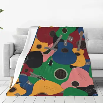 Цвят на китара одеяла с фланелевым принтом, многофункционални леки завивки спално бельо, одеало за спални