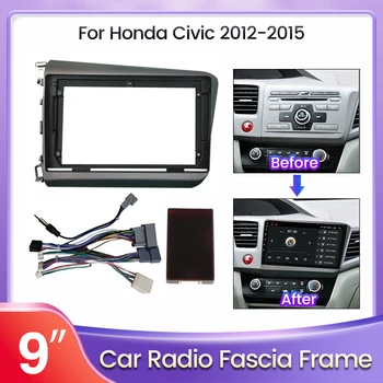 9-Инчов Android Авто Радио с Фризовой Видеопанелью Плейър Аудио Таблото 2Din Рамка за Определяне на арматурното табло Комплект за Honda Civic 2012-2015 Canbus box