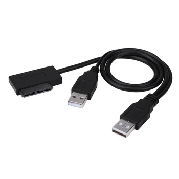Лаптопа 7 + 6Pin SATA Slimline до USB2.0 Конвертор Адаптер Кабел Easy Drive