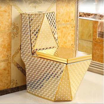 Нова Баня Златна Дизайн Ватерклозет Керамични Едно Парче Открит Вътрешен Позлатени Тоалетна