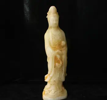 30 см Порцеланова статуя на Буда ръчно изработени от естествен стария Нефрит Клан-ин