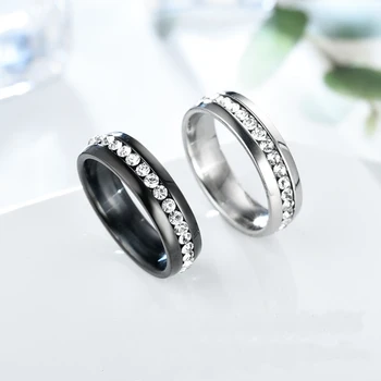 Ново Модно пръстен от неръждаема стомана с цирконием за жени, Високо качество, Блестящият камък, многоцветни халки, Бижута, сватбен подарък, ювели...