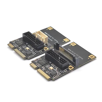 Mini PCIE до 19Pin USB3.0 Странично Board Такса за разширяване на 2 порта USB 3.0 USB3.2 GEN1 5 Gbit/s Адаптер Контролер 4Pin/SATA Power NEC Чип