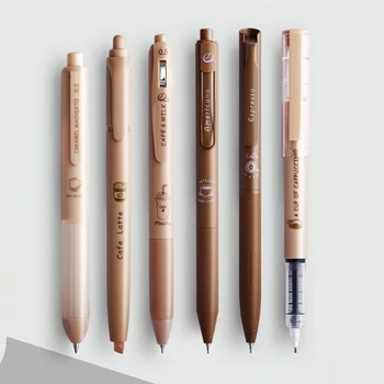 6 бр. Гел химикалки Coffee Time, набор от маркери 0,5 мм, химикалка химикалка с черен цвят, мастило и кафе маркер за писане F7439