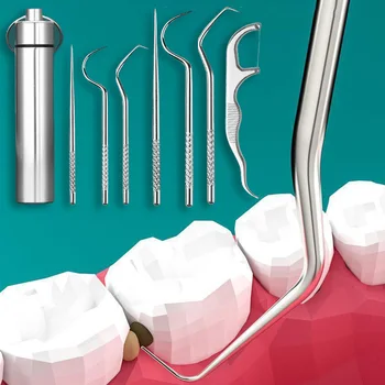 Конец за зъби Пръчка За Почистване на Зъбите Межзубная Метална Четка От Неръждаема Стомана, Избор на Зъбни конци За устната хигиена конец за зъби
