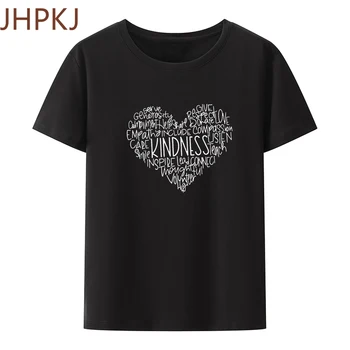 JHPKJWomens Ризи Доброта Love Heart Графични Тениски С Вдъхновяващи Принтом Букви Be Kind Смешни Ежедневни Блузи с Къс Ръкав