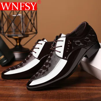 Wnfsy/ Мъжки Обувки-Oxfords, Луксозни Сватбени обувки От лачена Кожа, Модел Обувки с Остри Пръсти, Класически Кожени Обувки Размер Плюс, Zapatos Hombre