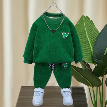 Детски спортен костюм от 2 до 10 години, комплект дрехи за малки момчета, Есен ежедневни модерна детска hoody + панталони, 2 бр./компл., спортни комплекти за тийнейджъри