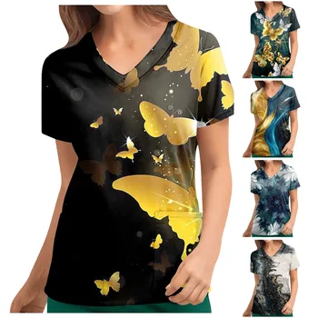 Тениска За жени, Елегантни и Нежни Ежедневни ризи, Дамски ризи, Голям размер с принтом, Дамски ризи и блузи с къс ръкав, Camisetas