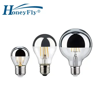 HoneyFly 2 бр. Led крушка на Едисон E14 E27 4 W G45 A60 G80 Огледален Сребро с наполовина покритие, Топло бяло Ретро лампа с нажежаема жичка