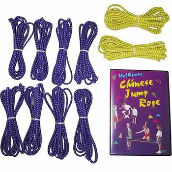 Комплект за игра в китайската въже на 3 играча, найлон въже и 2 меки дръжки от стиропор, играчка за упражнения за деца и възрастни