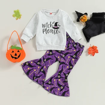 Citgeett/ Есен дрехи за малките момичета за Хелоуин, hoody с дълги ръкави и еластична изгорени штанами с принтом, комплект дрехи