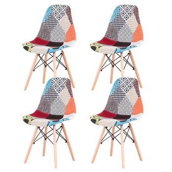 EGOONM, 4 бр./компл., модерни трапезни столове от налита на бой тъкан, офис кресла за почивка с дървени крака за кухня, всекидневна, трапезария