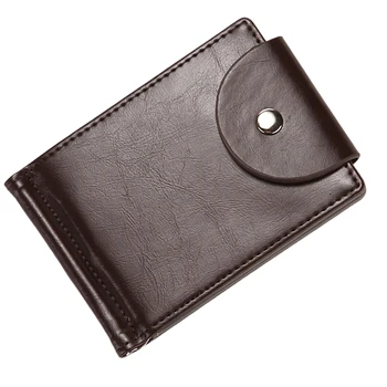 Мъжки портфейл от изкуствена кожа с 3 слота за карти и щипка за пари, визитница
