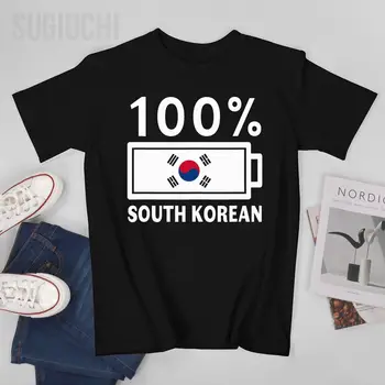 Мъжка тениска от Южна Корея със 100% Капацитет на батерията, Тениски с кръгло деколте, Дамски Тениски От 100% Памук За момчета, Къса тениска Унисекс