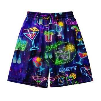 Хавайски плажни къси панталони, мъжки и дамски дрехи, ежедневни панталони с 3D дигитален печат, Моден тренд, парни бани панталони