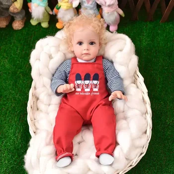 Кукла Реборн 55 см, силиконова bebe реборн, червена рокля ръчна изработка, водоустойчив детска играчка/За момичета