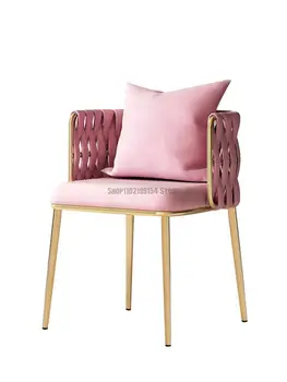 Столче за грим, модерен изчистен скандинавски лампа, луксозен тоалетка, стол за сладко момиче в спалнята, модерен, чист червен тоалетка, стол
