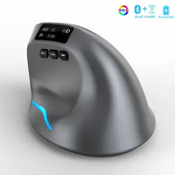 Вертикална безжична мишка с Bluetooth с OLED екран, USB, RGB, Акумулаторна мишката, за компютър, лаптоп, таблет, Ергономия, Игри на мишката