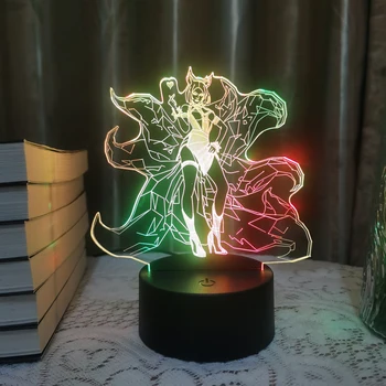Аниме League Of Legends Ahri Caitlyn 3D Led лека нощ За Детски Домашна Спални Иллюзионный Декор Коледна Игра LOL Фигурка Лампа Подарък