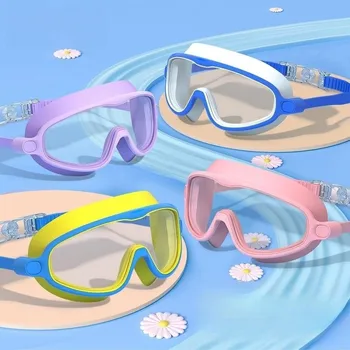 Детски плувни очила в широка рамка, за мъже и жени, водоустойчиви и фарове за силиконови очила за лечение на късогледство