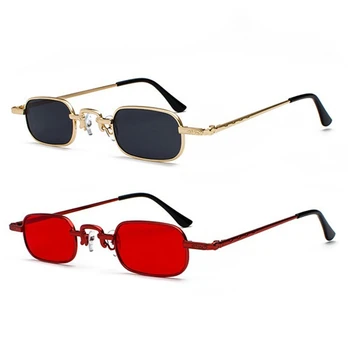 2 предмета, ретро пънк очила, прозрачни квадратни слънчеви очила, дамски Ретро слънчеви очила, мъжки Метални рамки за очила, черен Сив + златен и червен