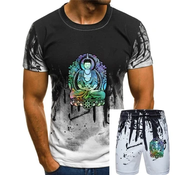 Ретро Тениски с космически Бодхи за мъже, памучен тениска с кръгло деколте и къси ръкави, Тениска с изображение на Буда, Модни летни дрехи за медитация