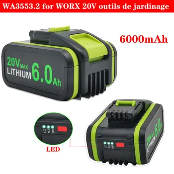 Нов WA3553.2 за Worx 20 В WA3551.1 WA3553 WA3641 Сменяеми батерии за електрически инструменти Worx outils de jardinage