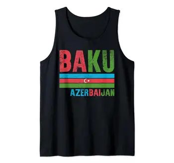 100% Памук, Баку, Флаг на Азербайджан, Азербайджан Мъжки Дамски Детски Майк, мъжки Черни тениски, Размер S-3XL