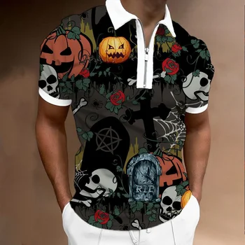 Забавна риза на Хелоуин с принтом Призрак, Мъжки Поло, Хавайски ризи с копчета и къс ръкав, Мъжки Ежедневни Празнична Блуза за cosplay, Дрехи