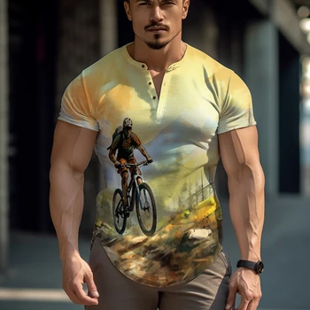 Спортна Мъжка тениска за фитнес, Нова тениска за езда с 3D принтом, офис празнична градинска универсална тениска с къс ръкав