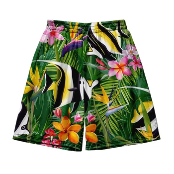 Плажни къси панталони, мъжки и дамски дрехи, ежедневни панталони с 3D дигитален печат, мода тенденция на сдвоени панталони 17