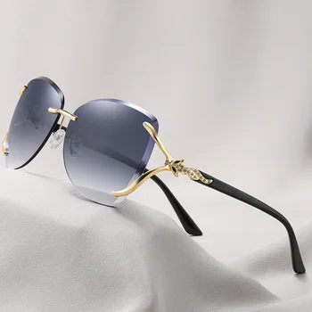 2023 Нови модни слънчеви очила без метални рамки с довършителни работи, женски Висококачествени тенденция квадратни извънгабаритни очила за рейв-партита uv40